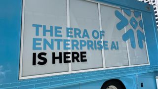 Snowflake logo and branding pictured on a truck at the 2024 Snowflake Data Cloud Summit, held in San Francisco, California. 