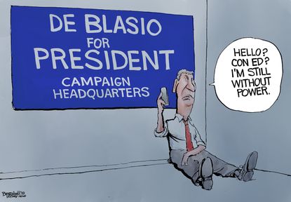 Political Cartoon U.S. De Blasio 2020 Presidential Run NYC Blackout