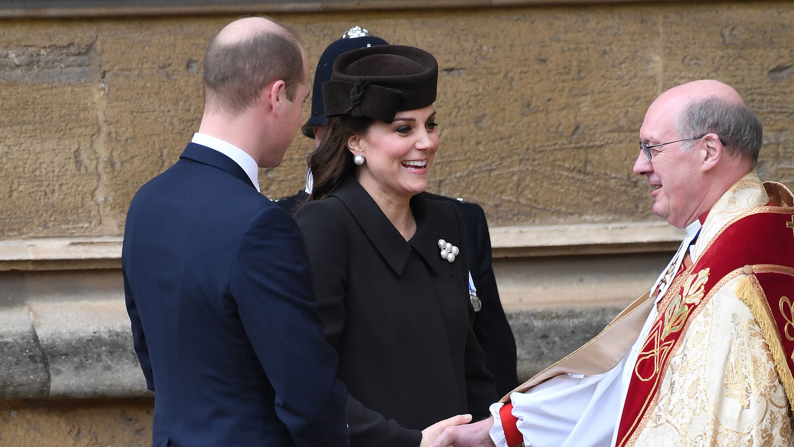Prince William and Catherine, Princess of Wales arrive to attend an Easter Service at St George's Chapel on April 1, 2018
