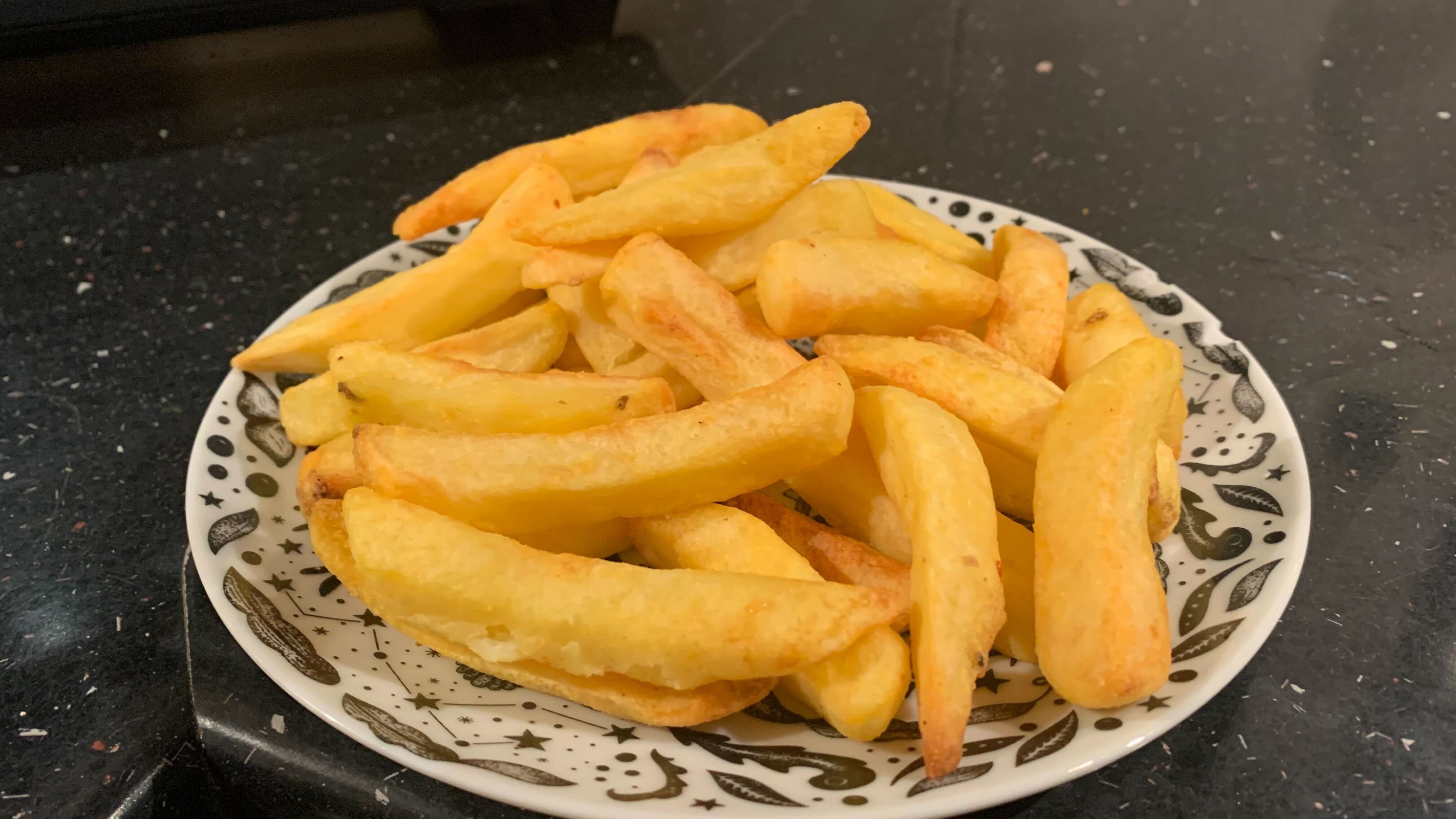 Thick cut frozen fries in an air fryer