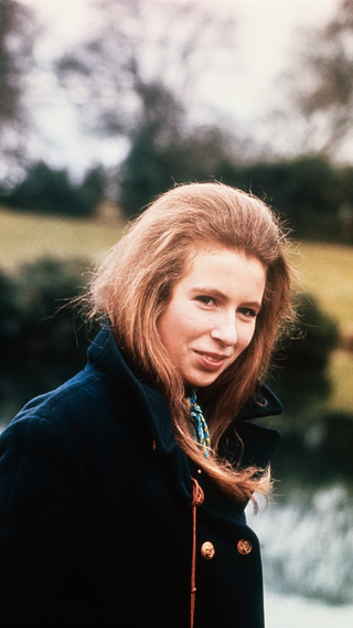 Sandringham, Norfolk, England: Her long hair falling on her shoulders, Princess Anne, 19, is shown on the grounds of Sandringham, the Royal Family's country residence in 1970