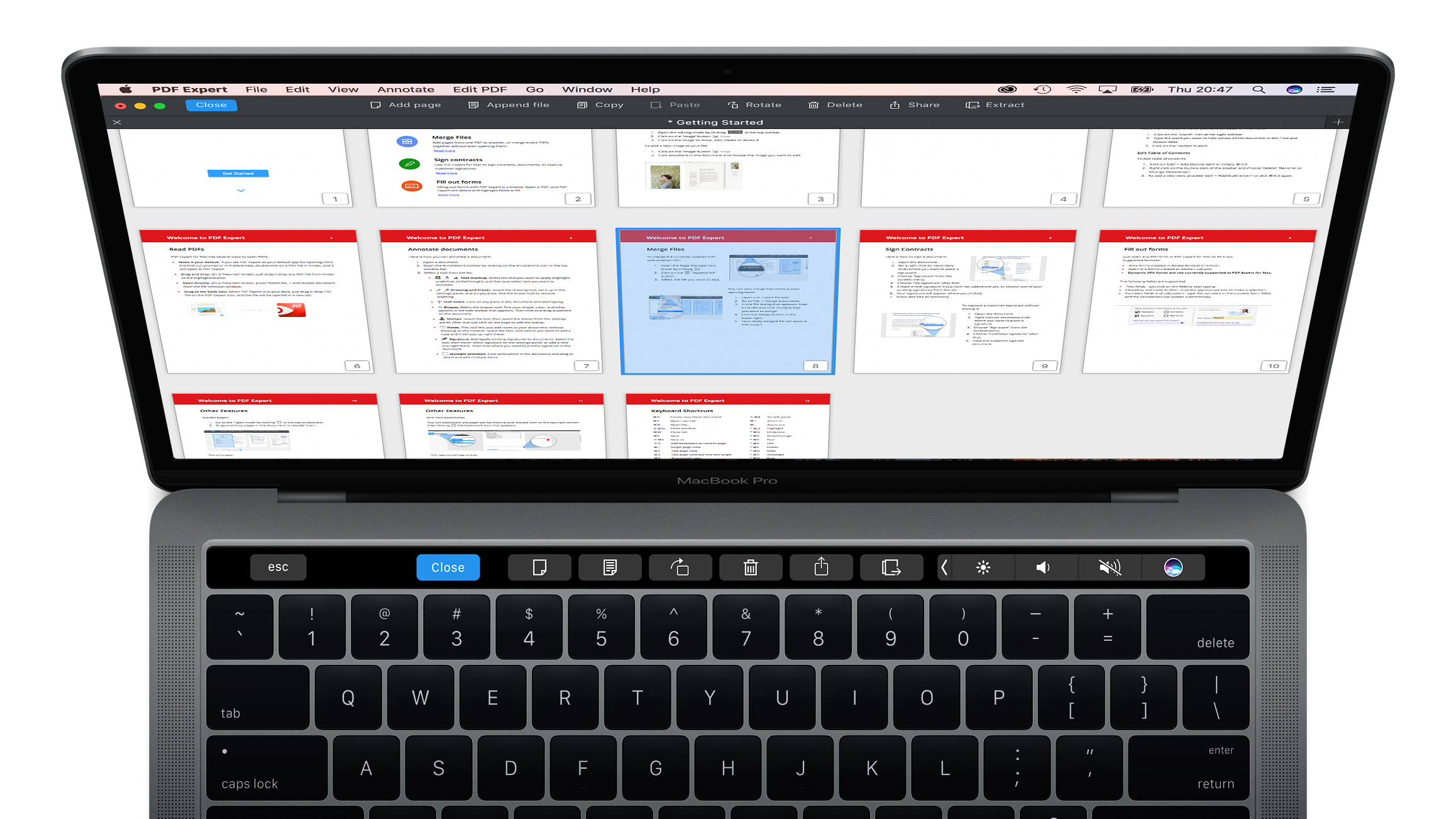 Attack PDFs with merry abandon, using Touch Bar buttons