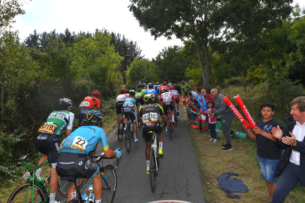 The rear of the break on the final climb of stage 12