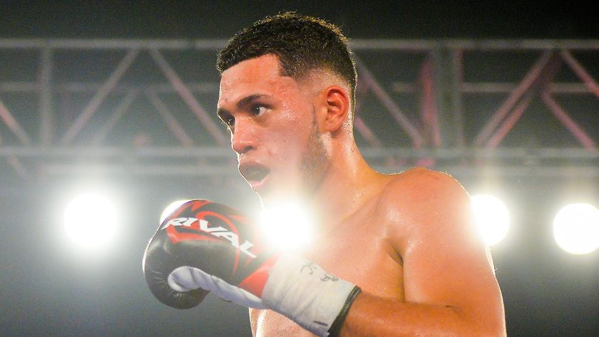 David Benavidez looks on during a super middleweight fight ahead of the Benavidez vs Morrell live stream