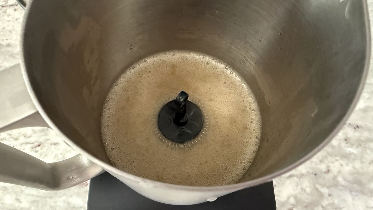 Terra Kaffe Aero making salad dressing