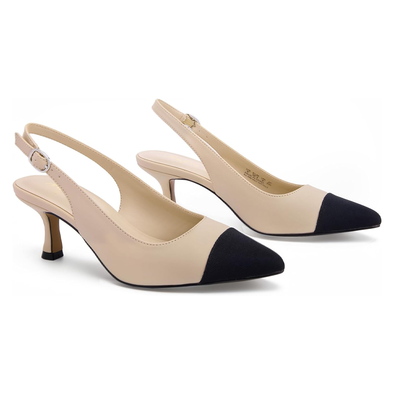 Ankis cream and black slingback heels with contrasting toe