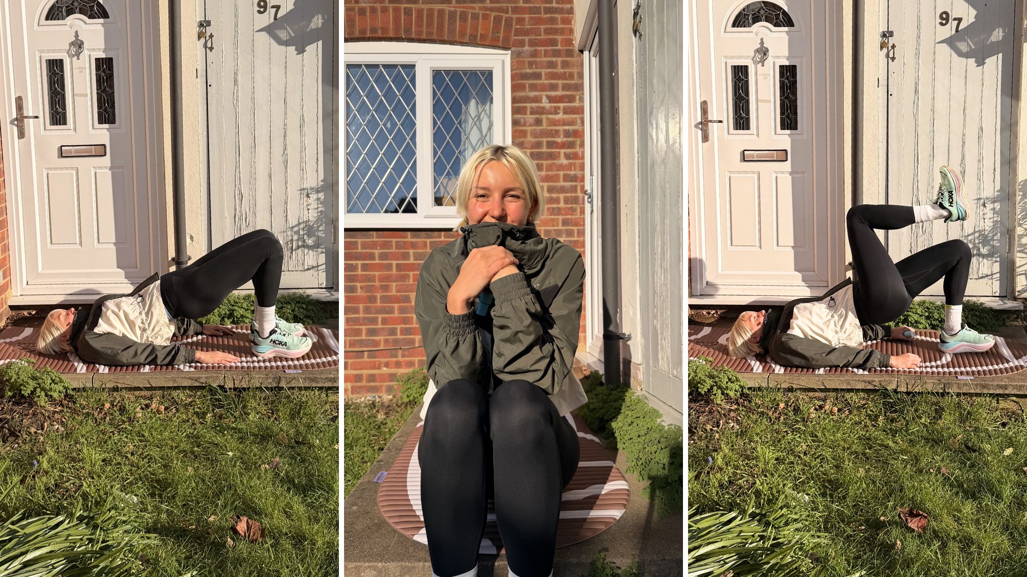 Health freelancer Ash trying Pilates bridge marches every day