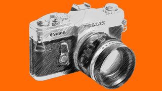 Line drawing of Canon Pellix camera