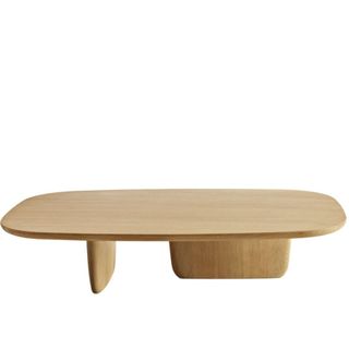 Curved low wooden coffee table cut-out