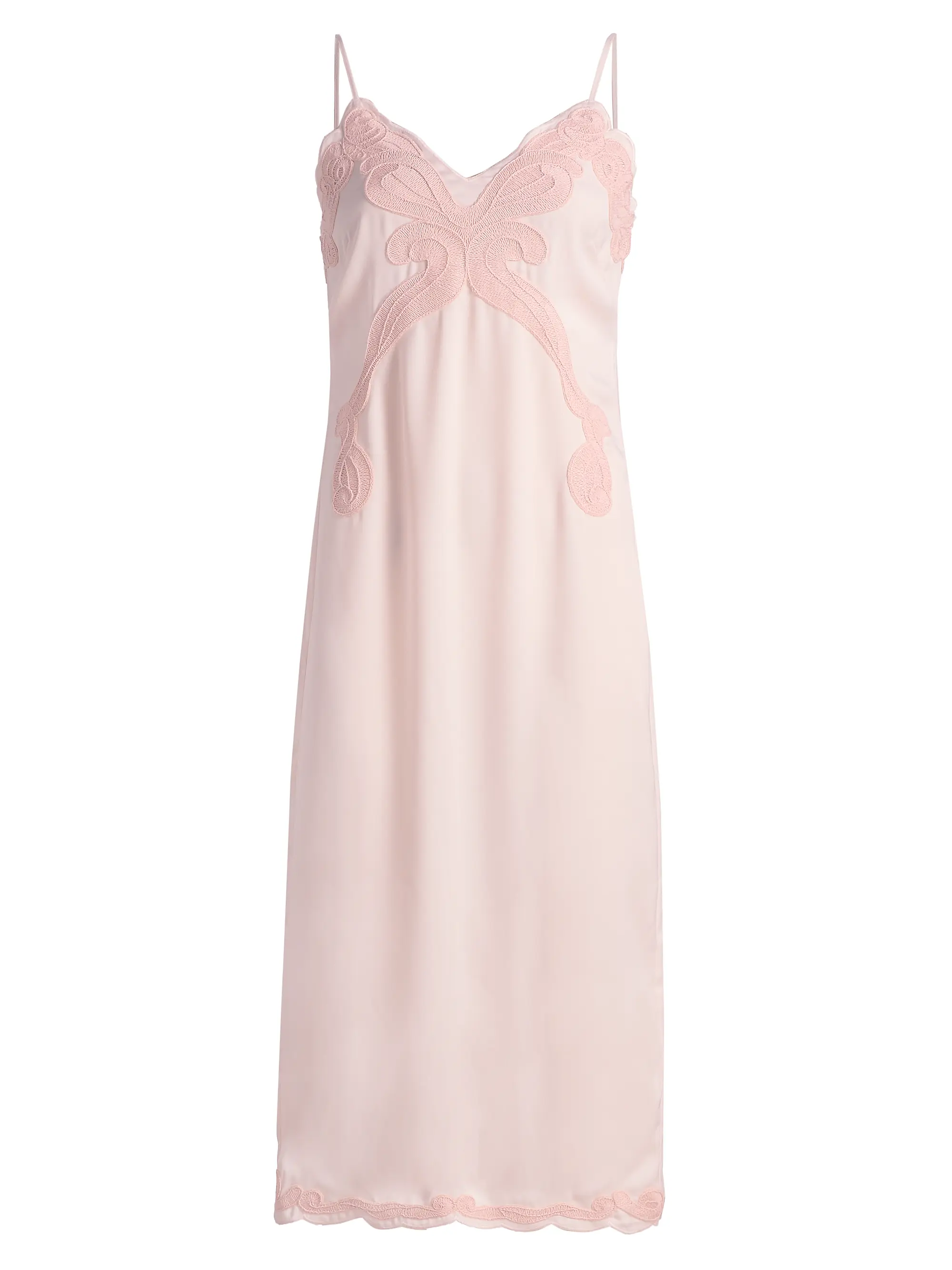 Ann Embroidered Slip Midi-Dress