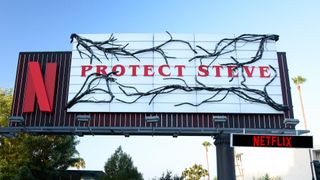 A Stranger Things season 4 billboard with the message "Protect Steve"