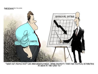 Political cartoon Chris Christie approval rating