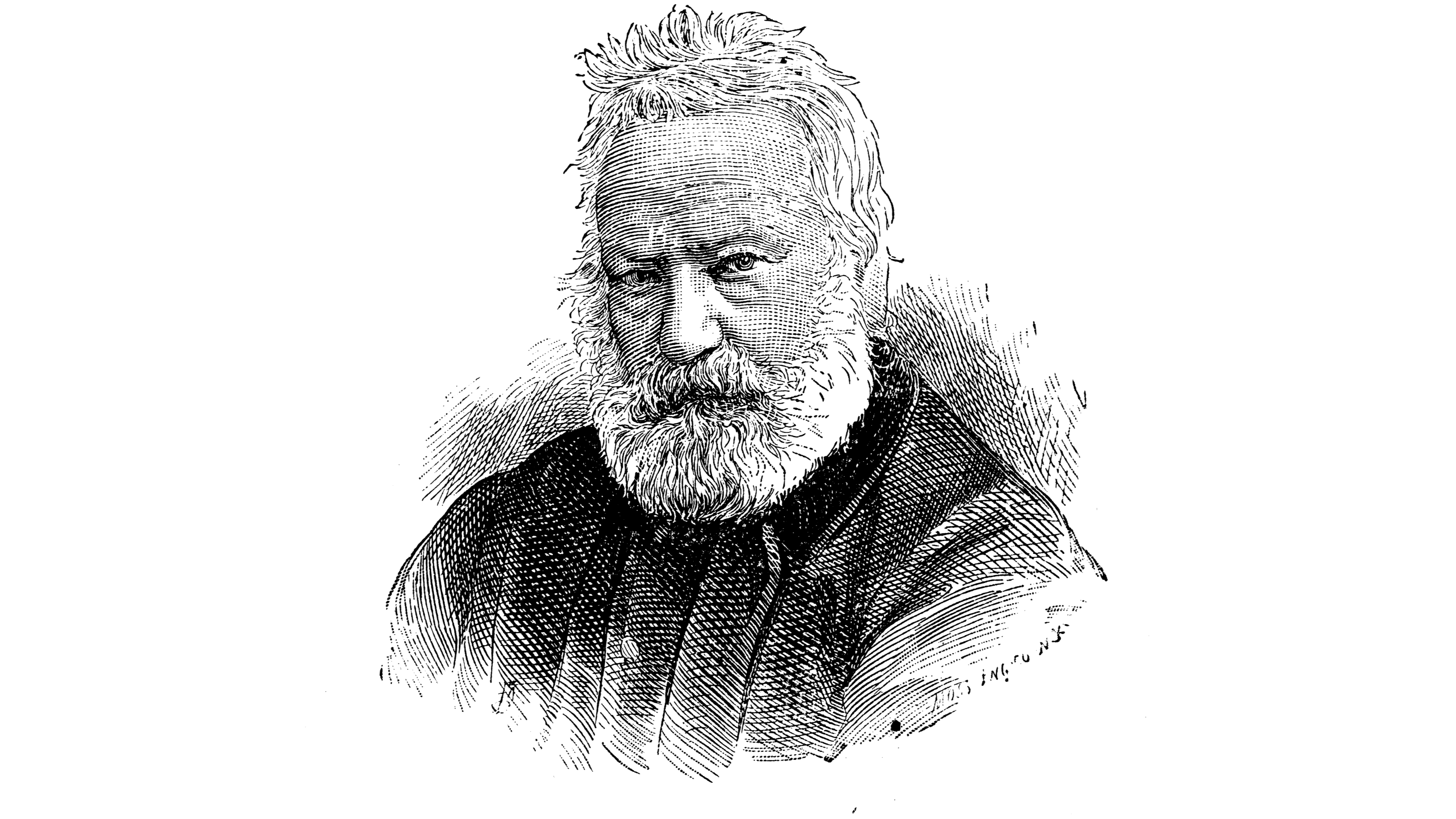 Portrait of famous authors from the past: Victor Hugo