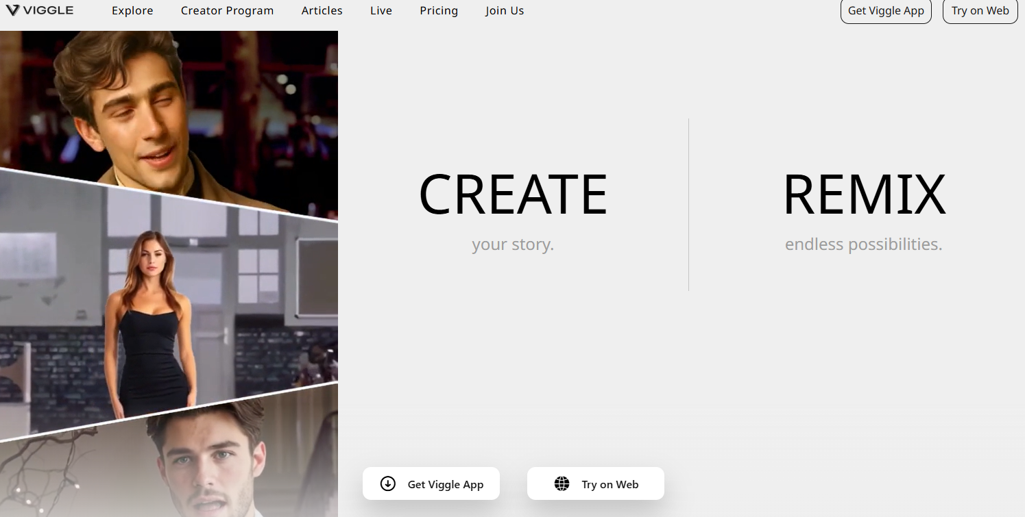 Screen grab of Viggle AI