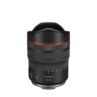 Canon RF 10-20mm F4L IS STM on a white background