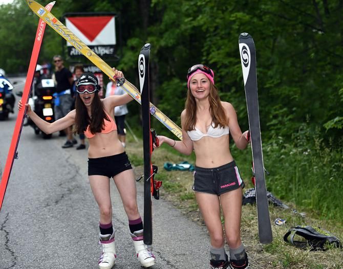 There were a couple of warm-weather skiers watching the final stage of the Crit&eacute;rium du Dauphin&eacute;