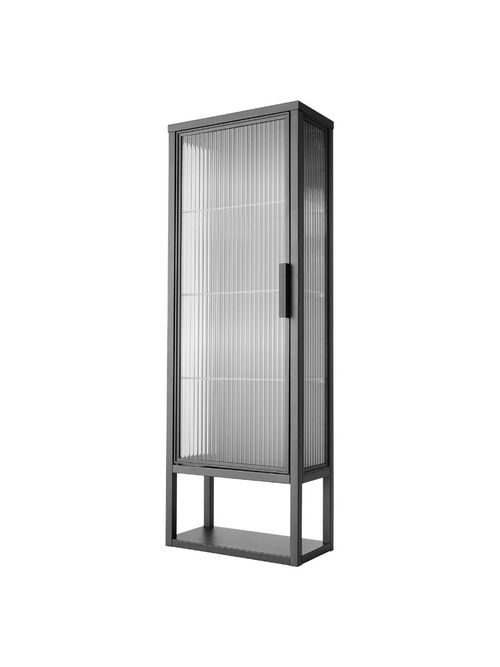 Mossj&Ouml;n Wall Cabinet in Anthracite with Shelves and Glass Door 