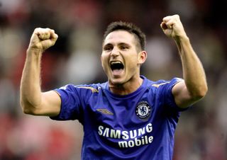 Chelsea's Frank Lampard celebrates victory over Liverpool at Anfield in 2005.