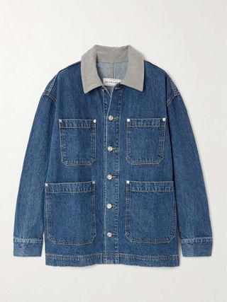 Cotton Corduroy-Trimmed Denim Jacket