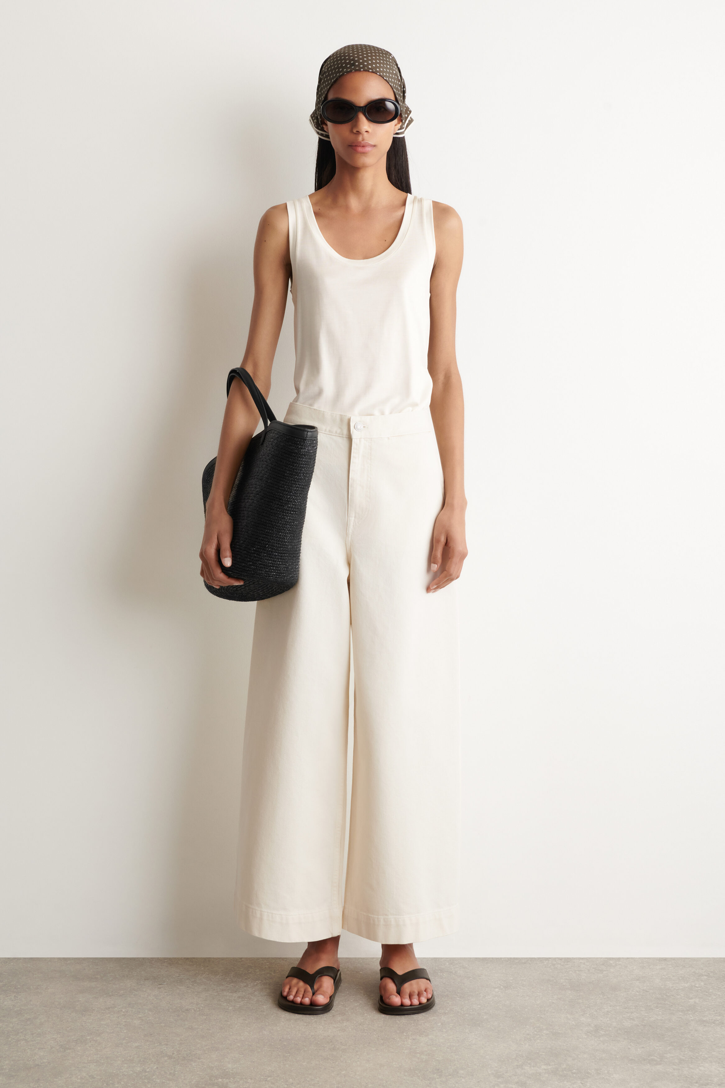 Cropped Wide-Leg Denim Trousers