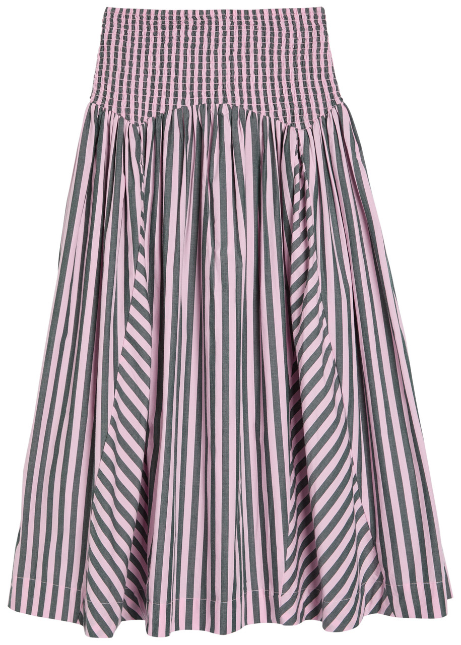 Layla Striped Cotton Midi Skirt