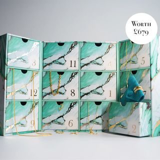 Grove & Vae jewellery advent calendar filled with gold jewellery