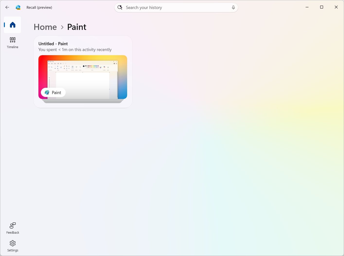 App snapshots page