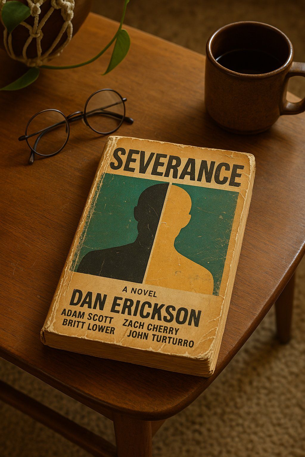 Two book covers that show covers on Severance