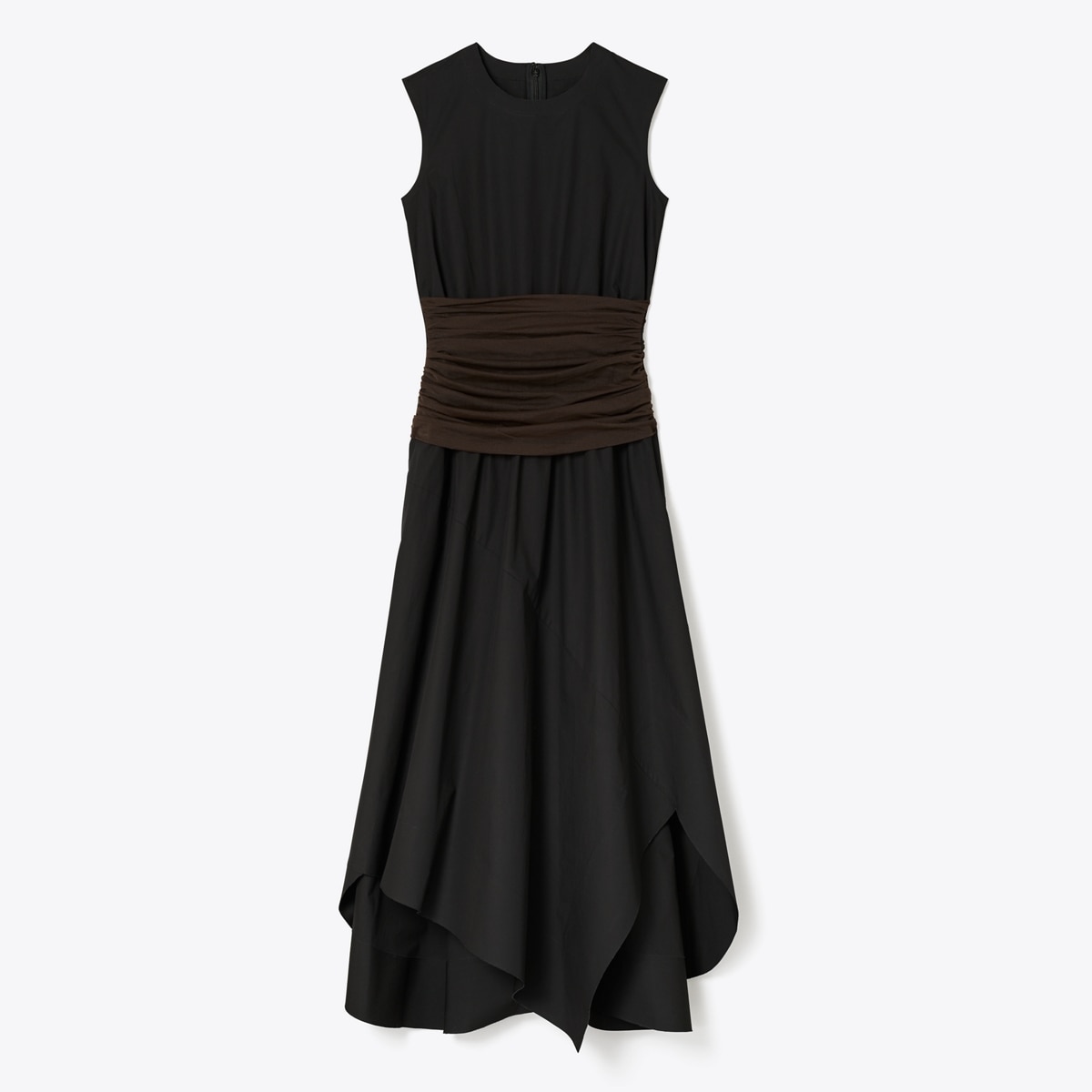 Asymmetric Cotton Dress in Black, Size 6