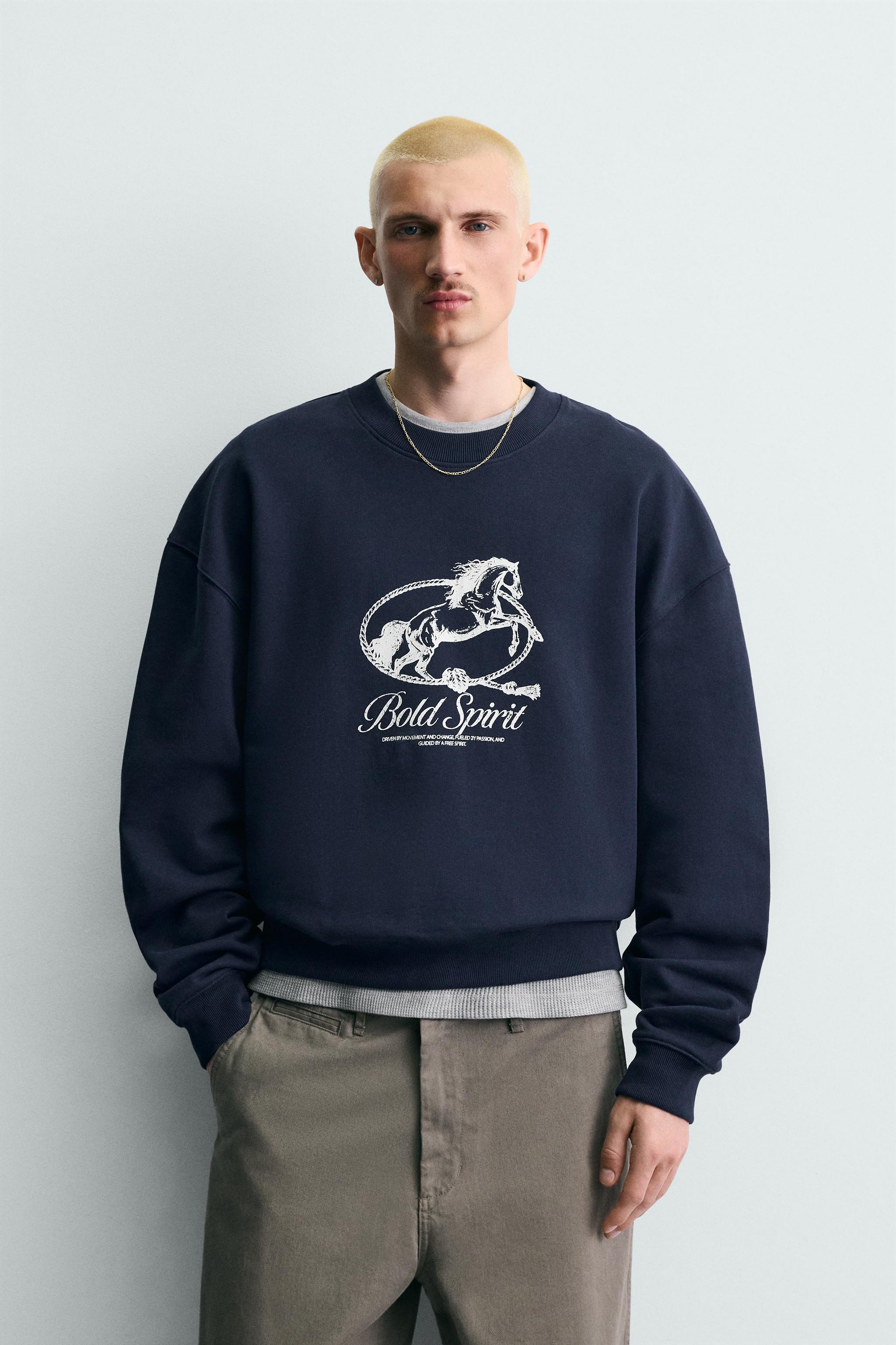 Horse Print Crewneck Sweatshirt
