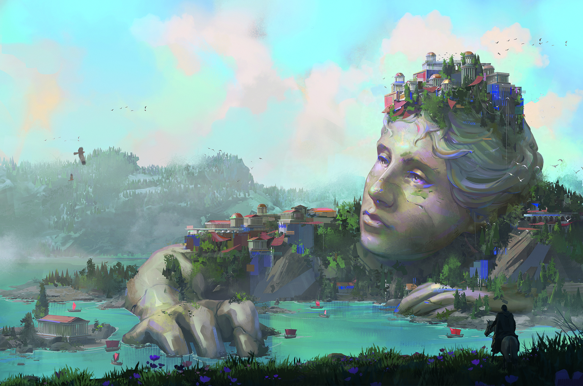 Images from a tutorial on how to use 3D models for 2D concept art