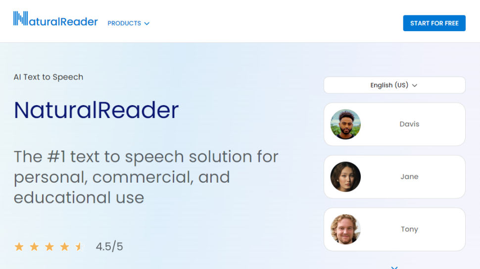 Natural Reader website screenshot