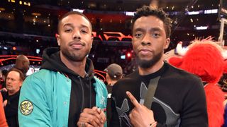los angeles, ca february 17 michael b jordan and chadwick boseman attend the 2018 state farm all star saturday night at staples center on february 17, 2018 in los angeles, california photo by kevin mazurwireimage