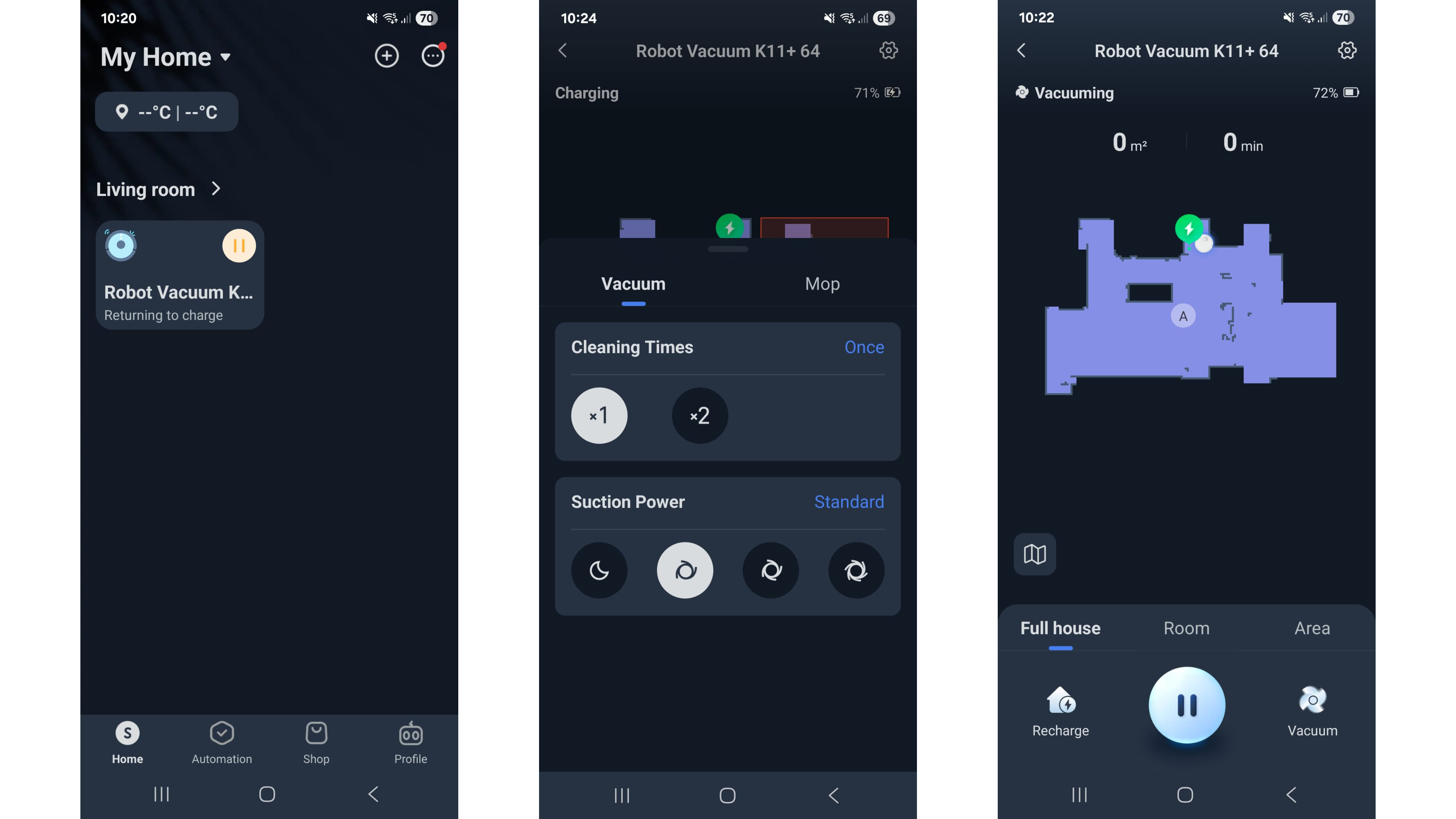 Screenshots from the SwitchBot app