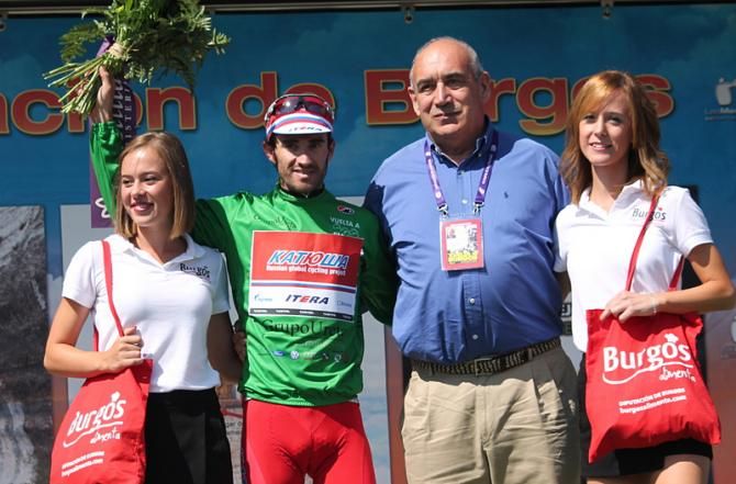 Dani Moreno (Katusha) gets the green jersey as leader of the points classification