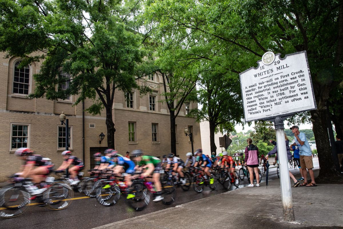 The women's peloton in action during the US Pro Criterium