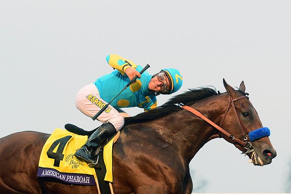 Jockey Victor Espinoza rides American Pharoah