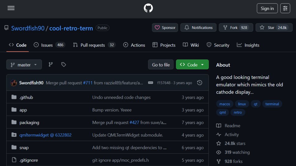 Cool Retro Term website screenshot (December 2025).