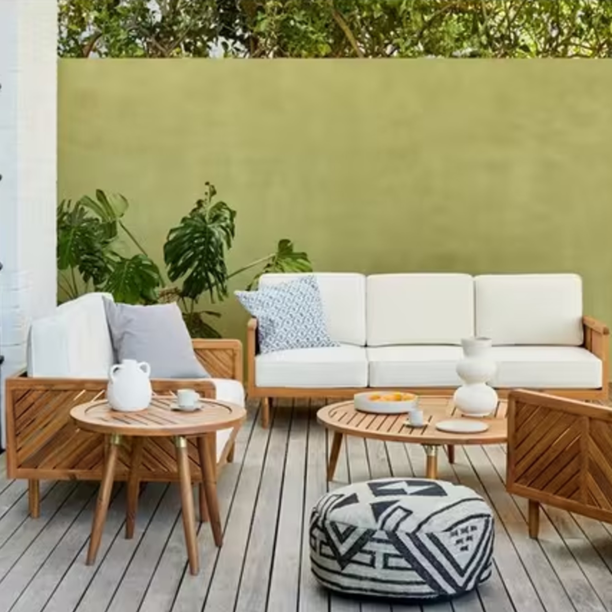 John Lewis + Swoon Franklin 3-Seater Garden Sofa on a patio