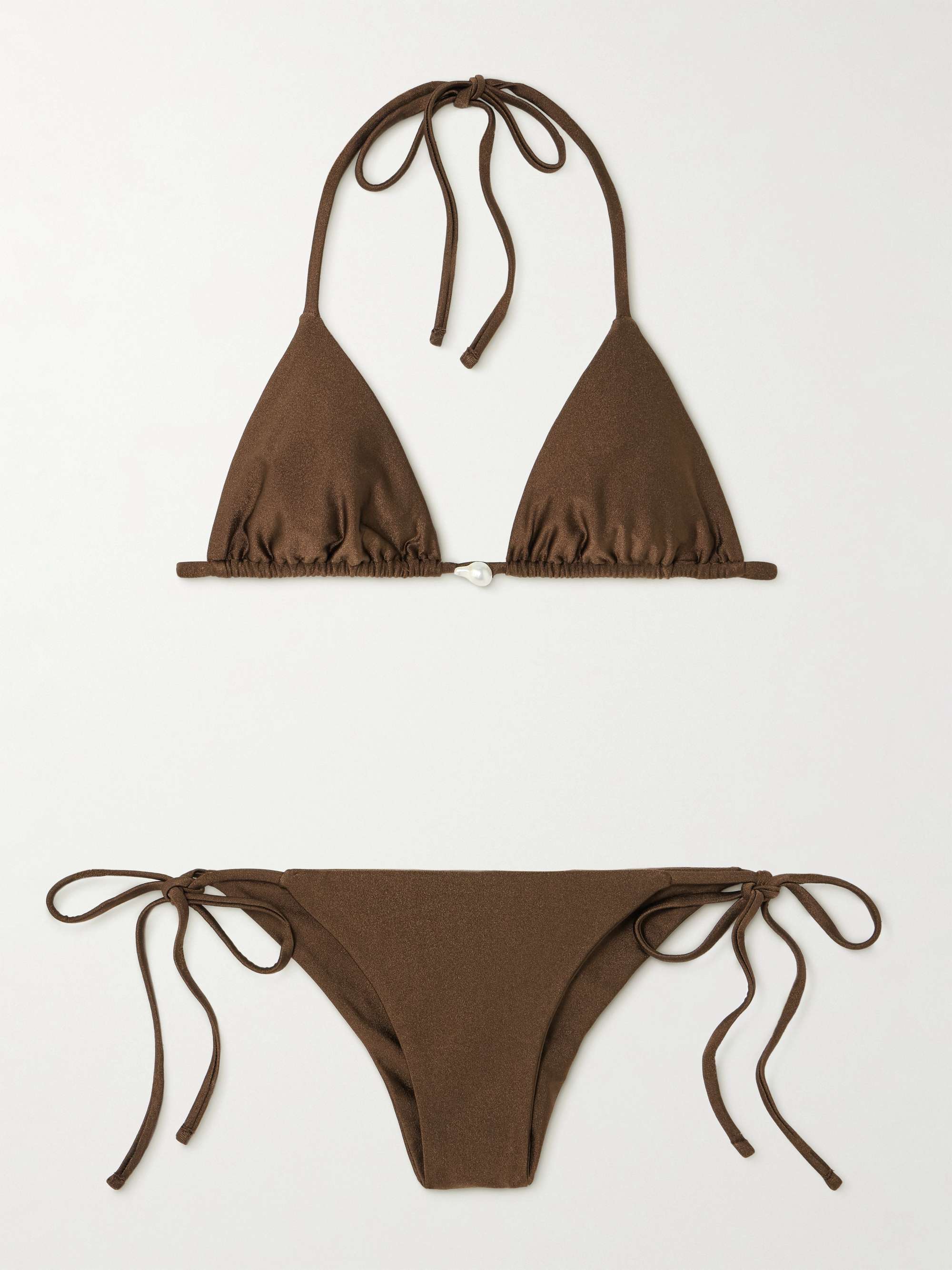 Pearl-Embellished Triangle Bikini