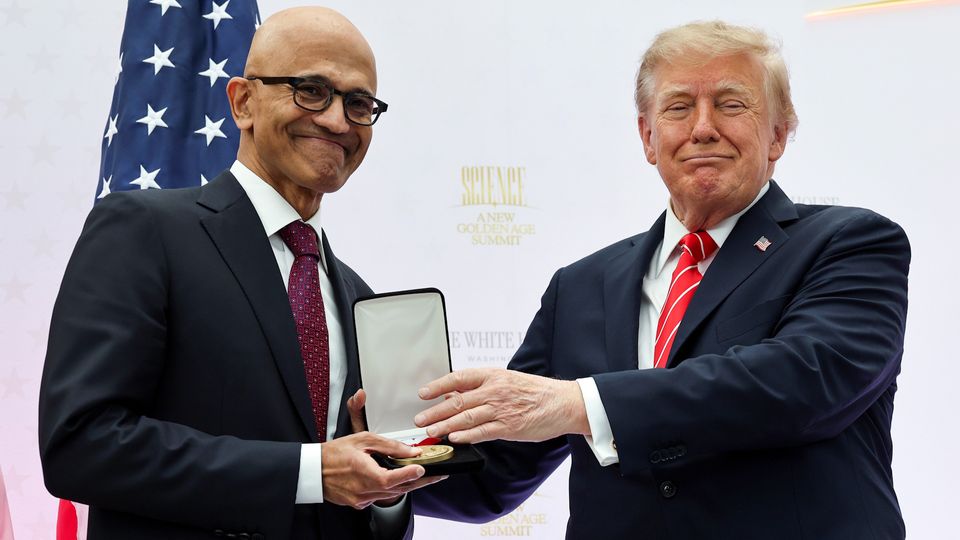 US government accuses Microsoft of replacing American workers with 'foreign indentured servants,' then gives Satya Nadella a medal