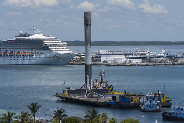 Landed Falcon 9 First Stage Comes to Port