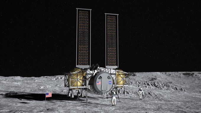 A moon lander concept from Dynetics, one of three U.S. contractors selected by NASA to develop Artemis lunar landers for astronauts.