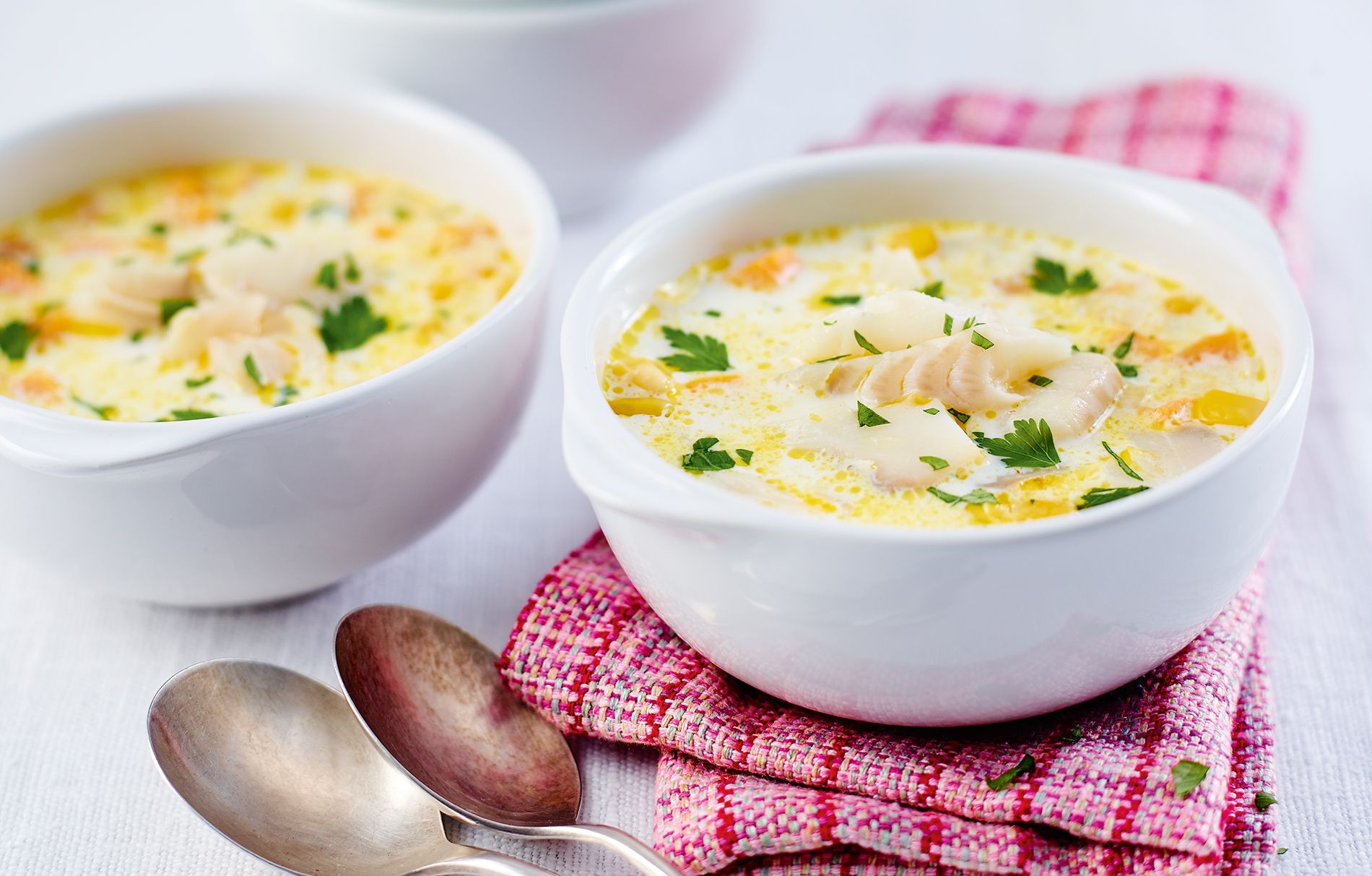Smoked haddock, sweetcorn and sweet potato chowder recipe
