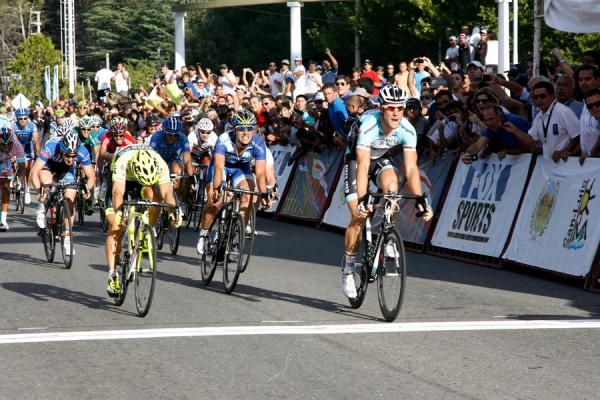 Boonen rolls over the line to take another Omega Pharma-Quickstep win in the Tour de San Luis.