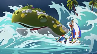 Survival Kids review; a whale and a sailboat