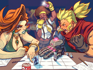 Two fighters arguing over a tabletop RPG in Fight!