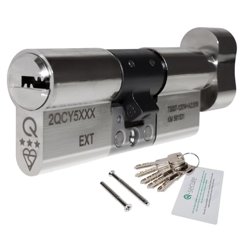 Nickel, 35/35 (70mm) Greenteq Orion Ts007 3-Star Anti-Snap Thumbturn Euro Cylinder Twist Lock Door Barrel