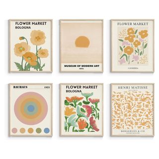 InSimSea Flower Market Posters Wall Art Prints - Set of 6