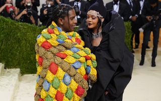 ASAP Rocky and Rihanna attend 2021 Costume Institute Benefit - In America: A Lexicon of Fashion at the Metropolitan Museum of Art on September 13, 2021 in New York City.